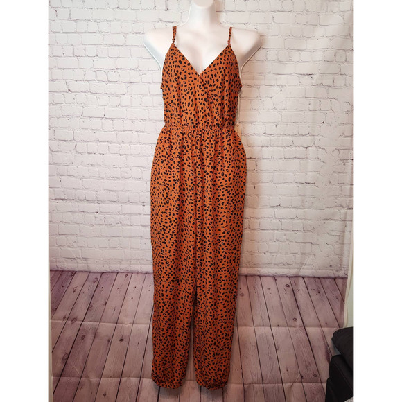 iris Pants - NWT Iris Women's Halter Leopard Print Pull on Jumpsuit XL